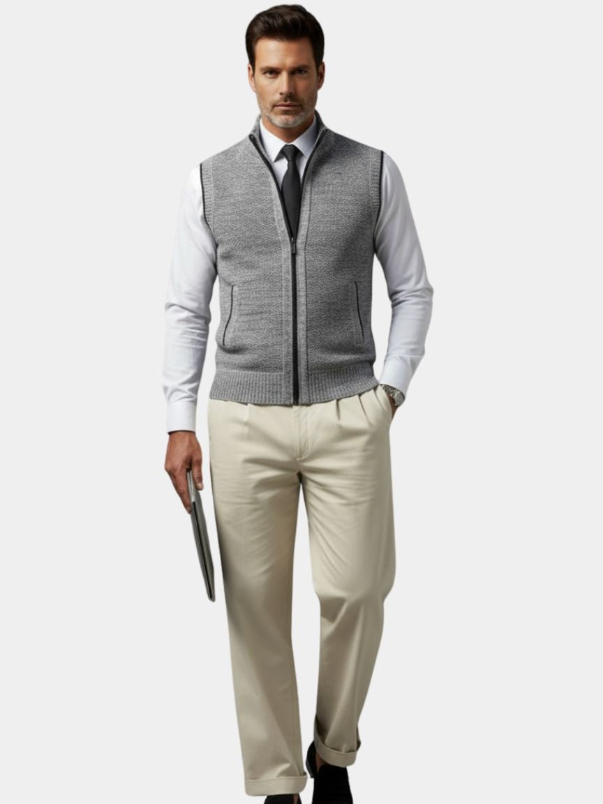 Elegant Full-Zip Sweater Vest - JAMES & SPENCER