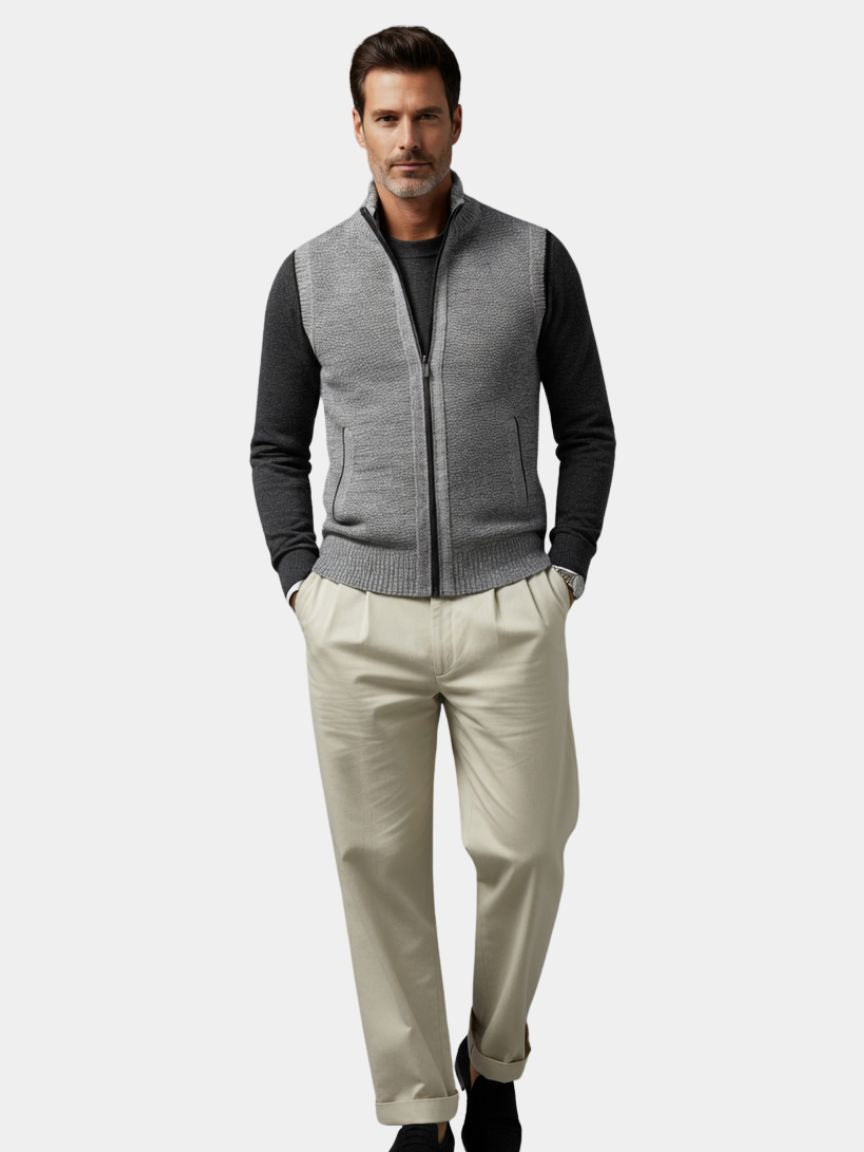 Elegant Full-Zip Sweater Vest - JAMES & SPENCER