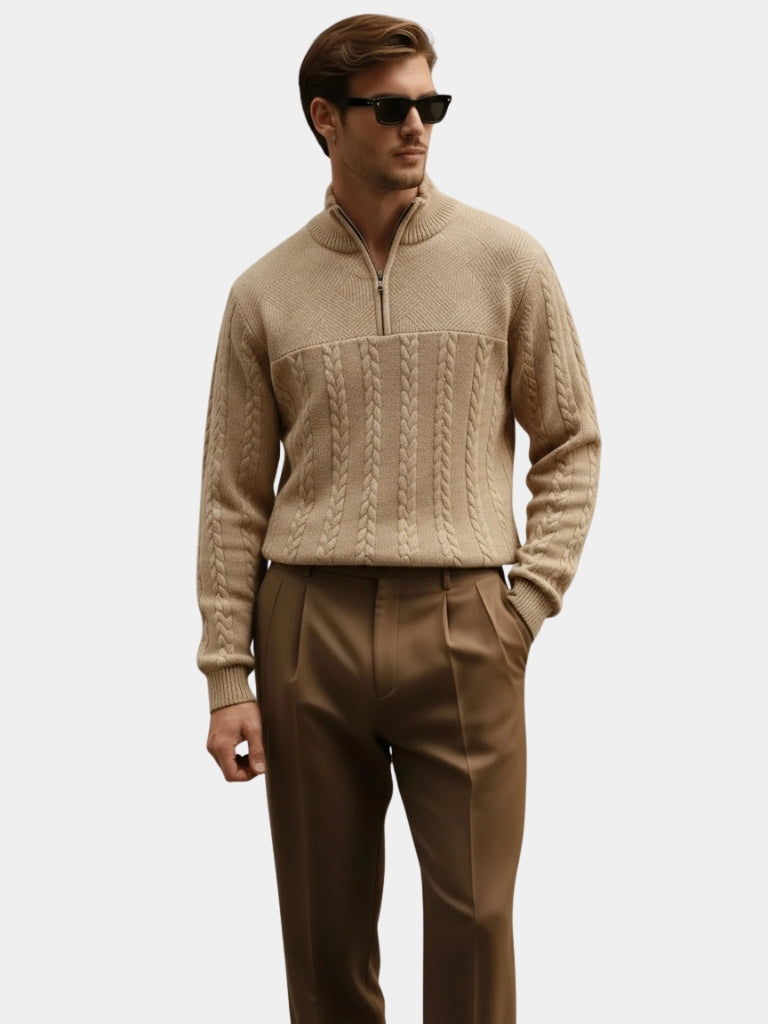 Essential Henley Quarter Zip Pullover - JAMES & SPENCER
