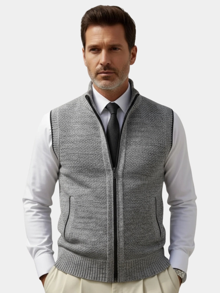 Elegant Full-Zip Sweater Vest - JAMES & SPENCER