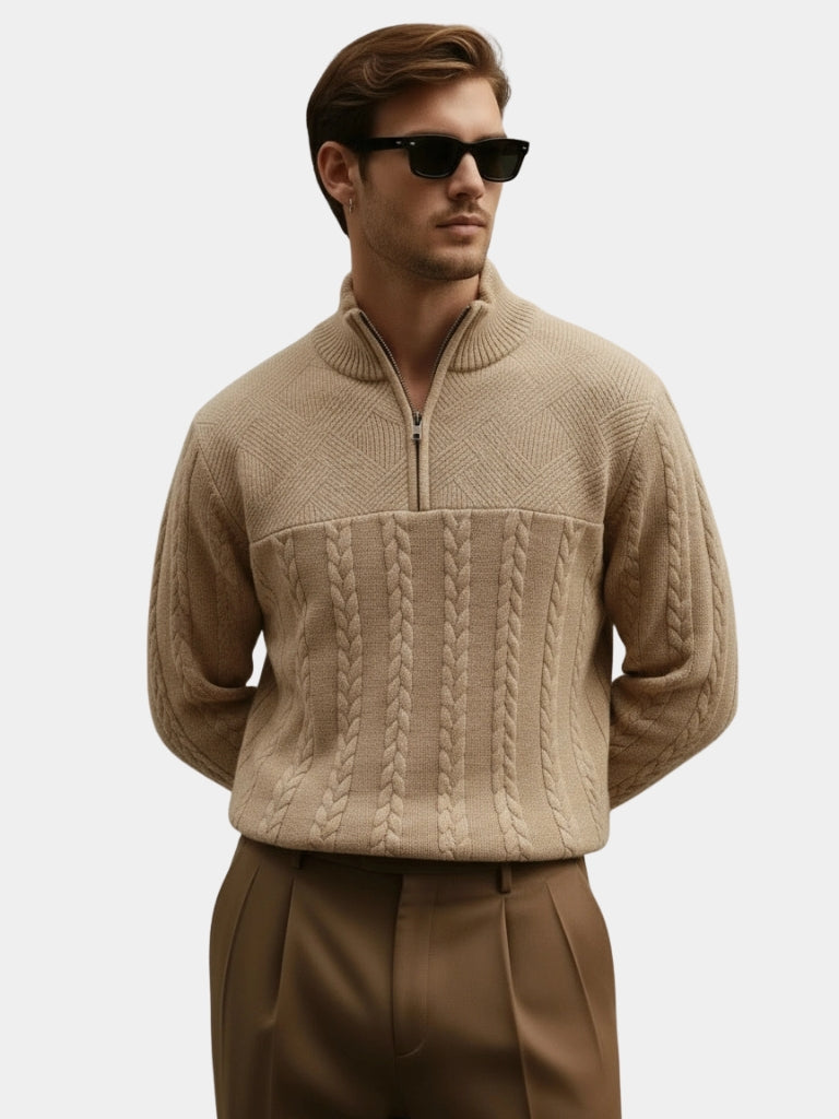 Essential Henley Quarter Zip Pullover - JAMES & SPENCER