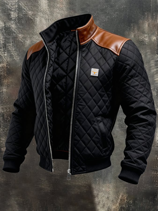 BLACK SOFT JACKET WITH LEATHER SHOULDERS