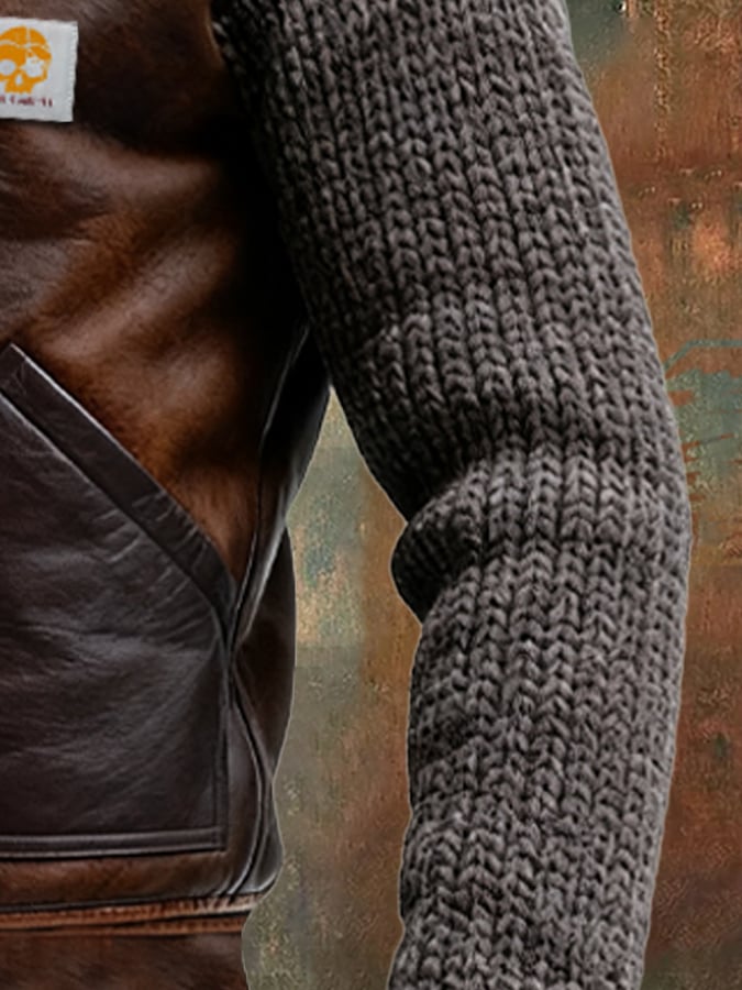 Leather Jacket with Warm Sherpa Lining