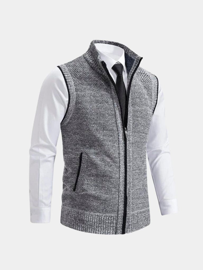 Elegant Full-Zip Sweater Vest - JAMES & SPENCER