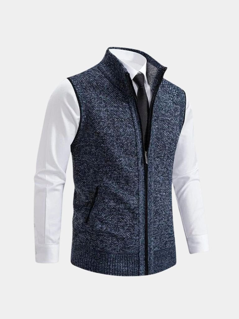 Elegant Full-Zip Sweater Vest - JAMES & SPENCER