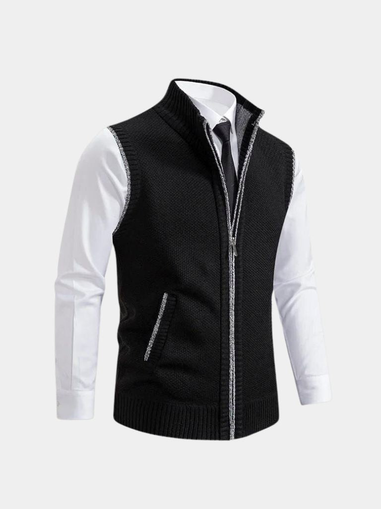 Elegant Full-Zip Sweater Vest - JAMES & SPENCER