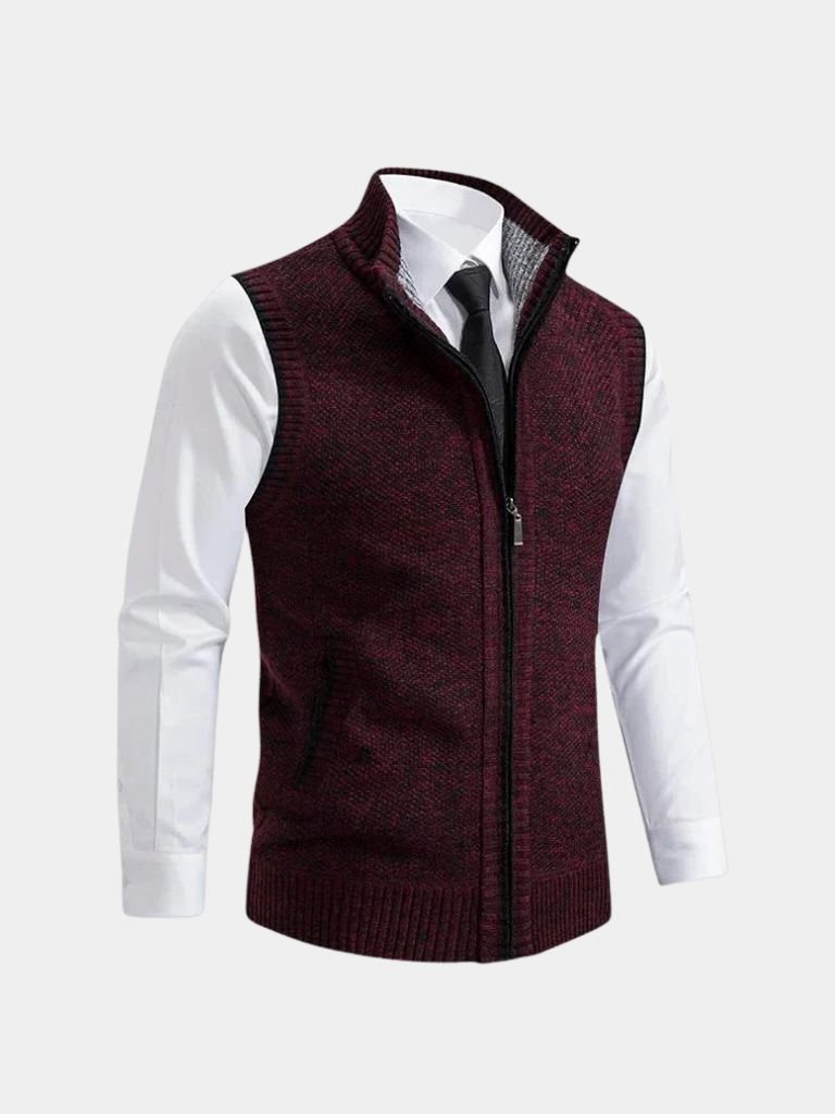 Elegant Full-Zip Sweater Vest - JAMES & SPENCER
