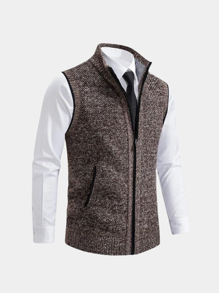 Elegant Full-Zip Sweater Vest - JAMES & SPENCER