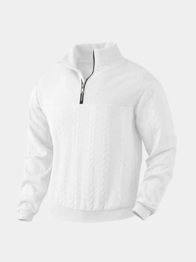 Essential Henley Quarter Zip Pullover - JAMES & SPENCER