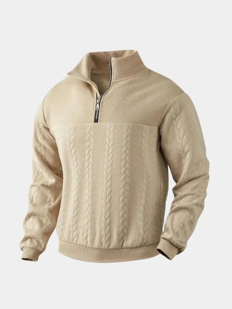 Essential Henley Quarter Zip Pullover - JAMES & SPENCER