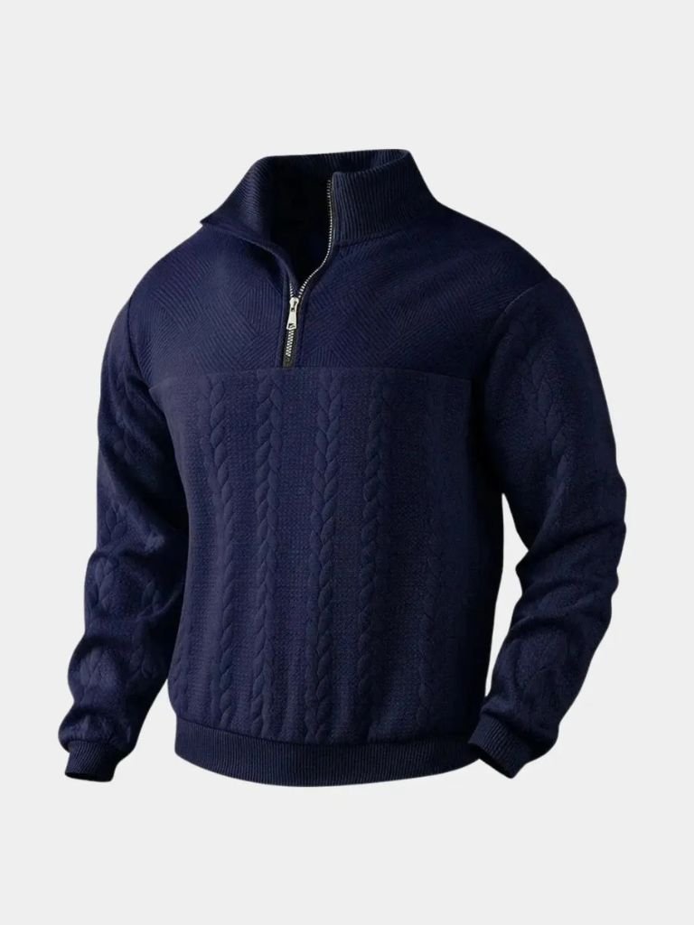 Essential Henley Quarter Zip Pullover - JAMES & SPENCER