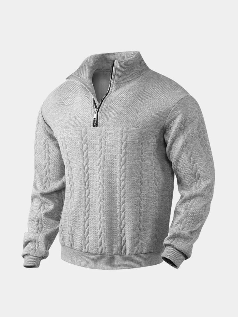 Essential Henley Quarter Zip Pullover - JAMES & SPENCER
